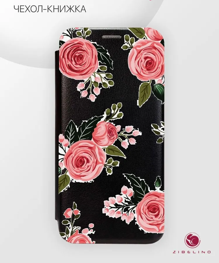 

Чехол-книжка Zibelino Book для Honor 9C/P40 Lite E, РОЗЫ, Черный, ZB-HUW-9С