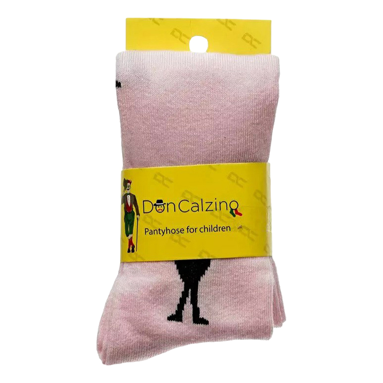Колготки для девочки Don Calzino Черные кошки хлопок розовые р 134-140