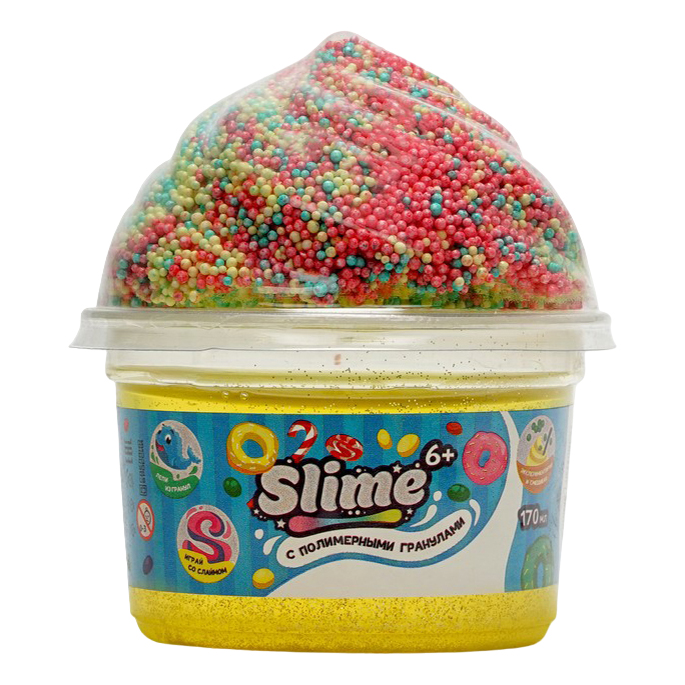 

Слайм Slime с полимерными гранулами ассорти 170 мл, Разноцветный