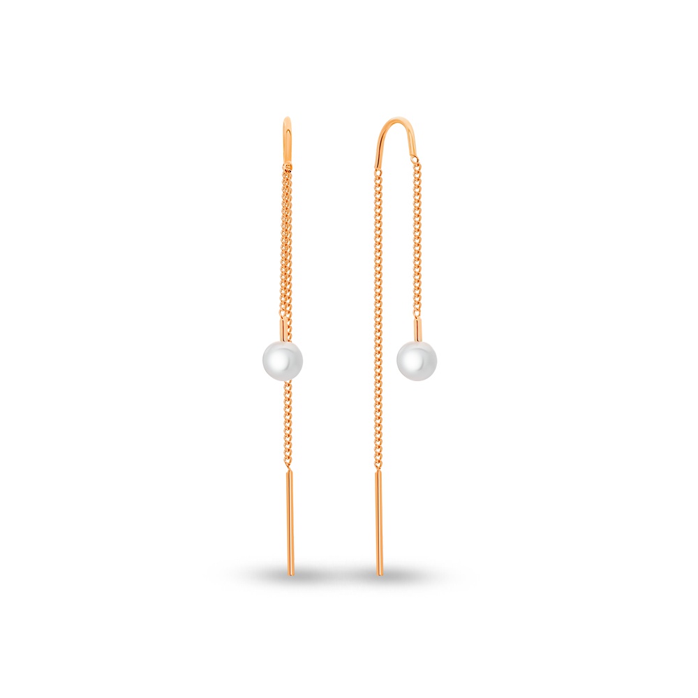 

Серьги продевки из серебра 585Gold 702008940, жемчуг искусственный, 702008940