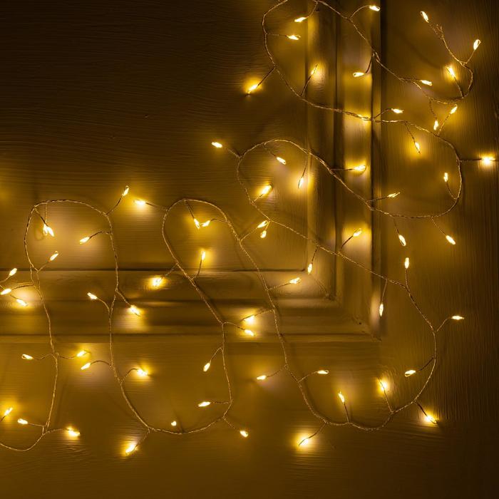 

Световая гирлянда новогодняя Luazon Lighting Мишура роса 5198394 5 м белый теплый, Мишура роса