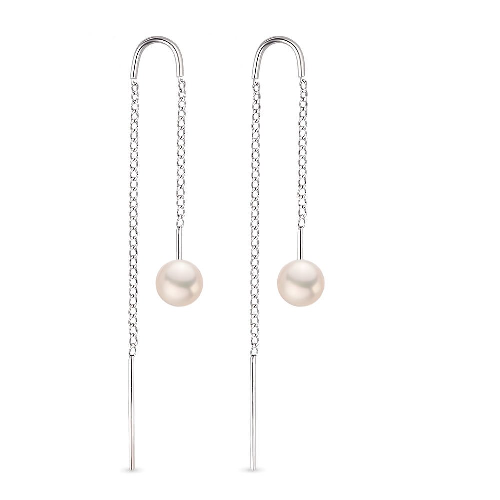 

Серьги продевки из серебра 585Gold 702005450, жемчуг искусственный, 702005450