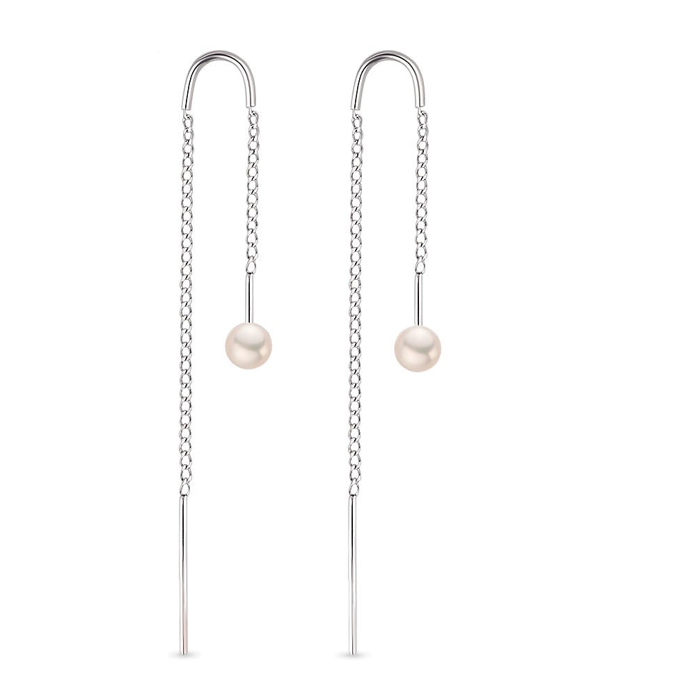 

Серьги продевки из серебра 585Gold 702005425, жемчуг искусственный, 702005425