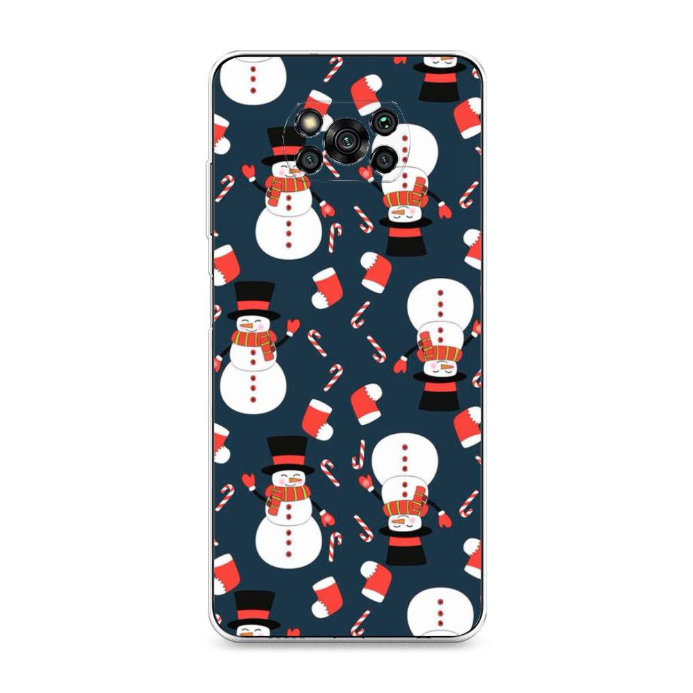 

Чехол на Xiaomi Poco X3 "Синие снеговики", Синий;белый;красный, 310650-5