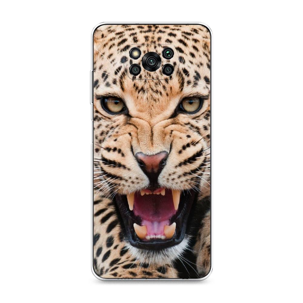 

Чехол на Xiaomi Poco X3 "Леопард 3d", Бежевый;черный, 310650-6