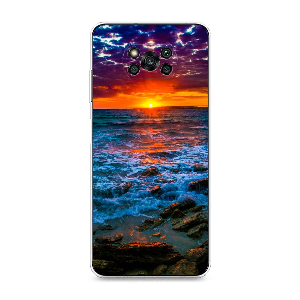 

Чехол на Xiaomi Poco X3 "Закат 1", Оранжевый;синий, 310650-2