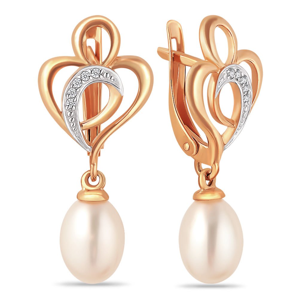 

Серьги подвески из красного золота 585Gold 202005816, жемчуг, 202005816