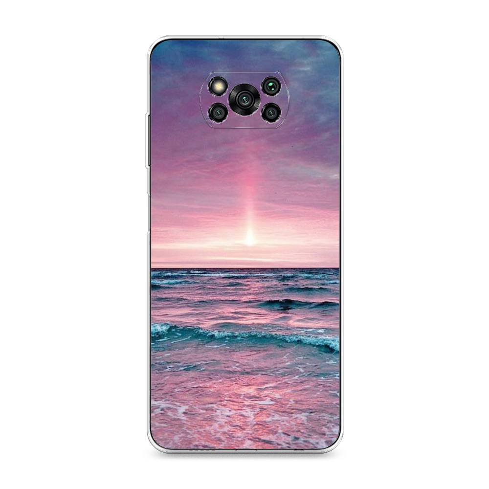 

Чехол на Xiaomi Poco X3 "Восход 3", Розовый;голубой, 310650-2