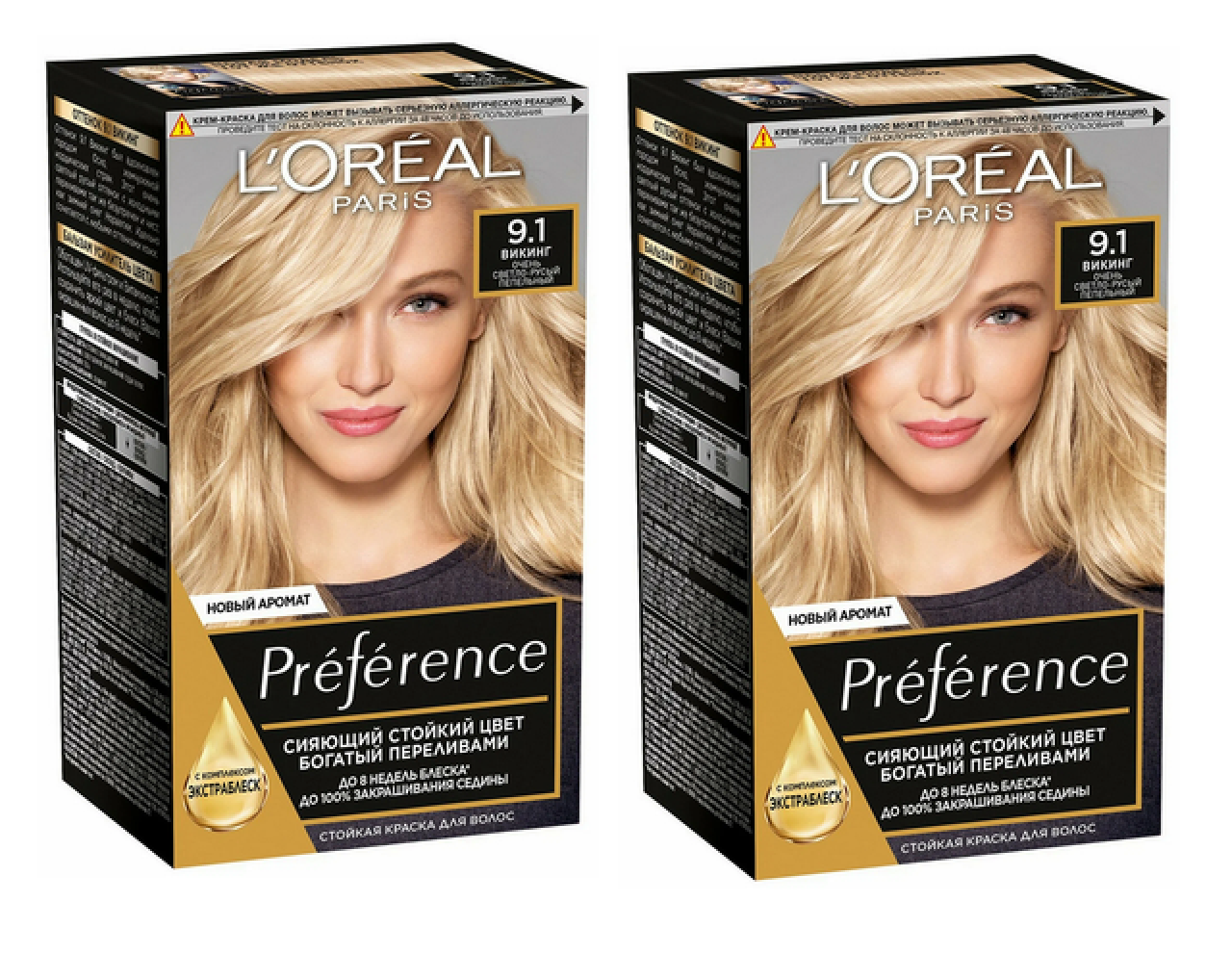 

Краска для волос L'Oreal Paris Preference 9.1 Викинг очень светло-русый пепел 2 шт