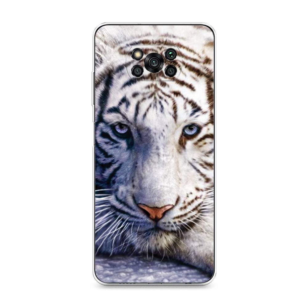 

Чехол на Xiaomi Poco X3 "Бенгальский тигр", Коричневый;белый, 310650-1