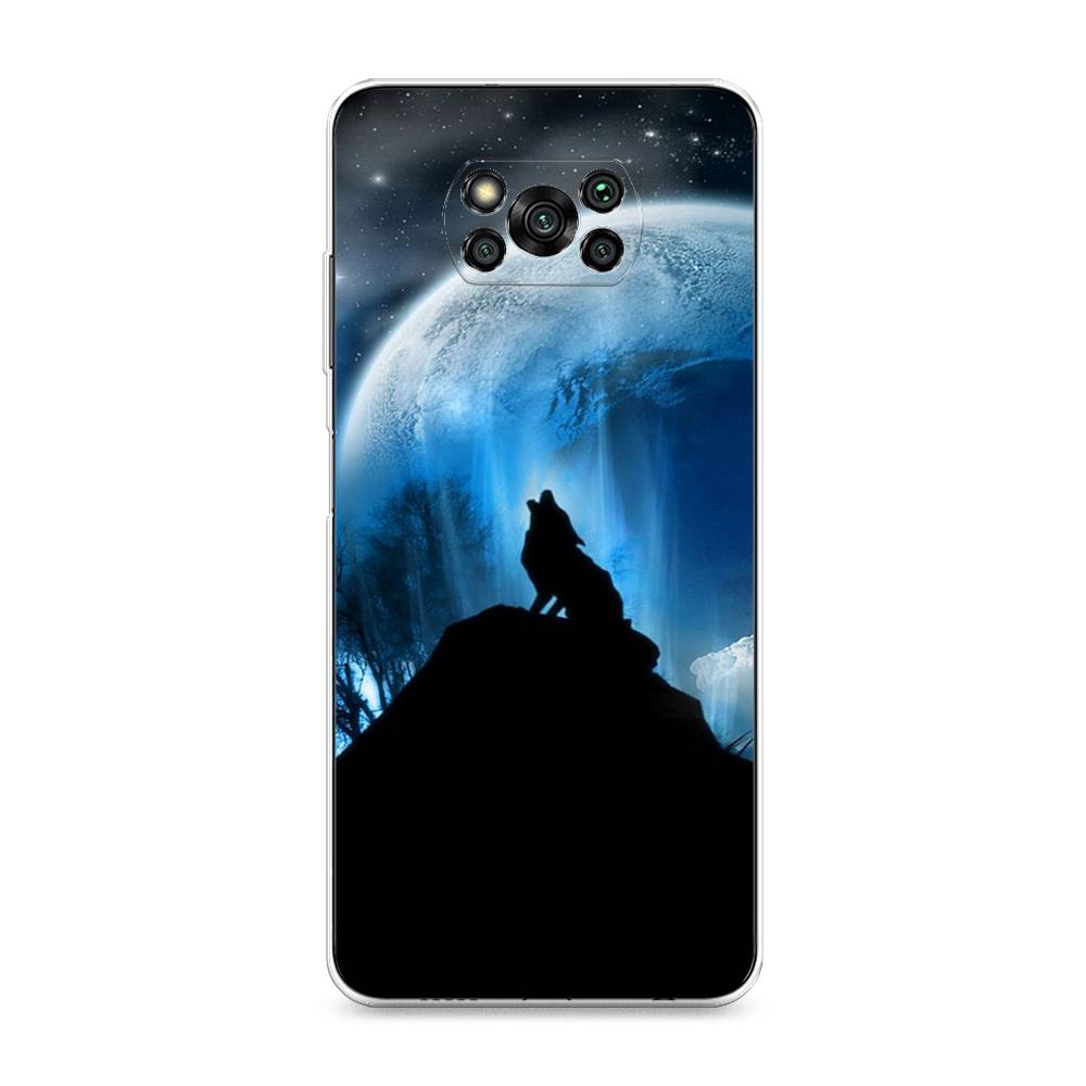 

Чехол на Xiaomi Poco X3 "Волк 2", Синий;черный;белый, 310650-1