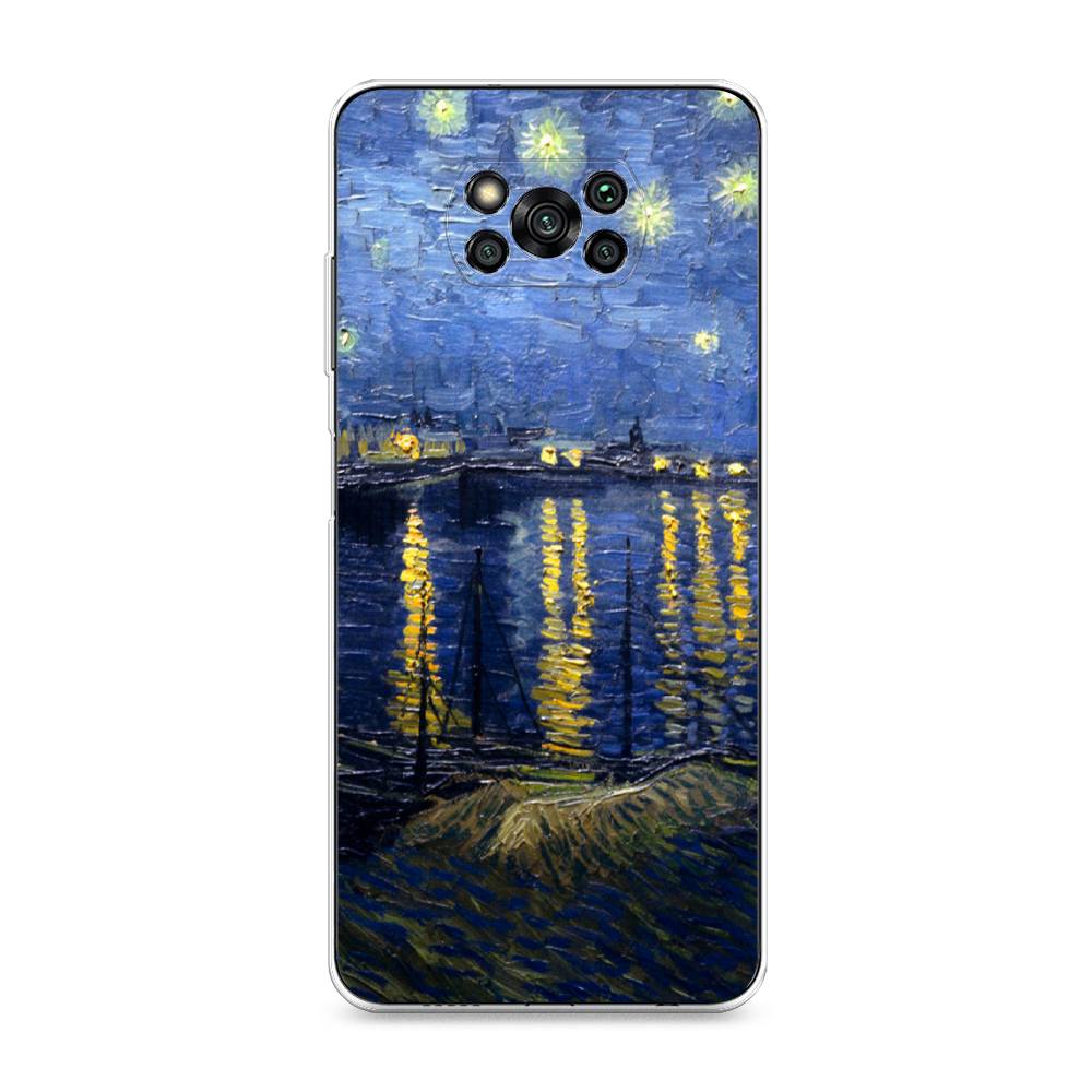 

Чехол на Xiaomi Poco X3 "Звездная ночь над Роной", Синий;желтый, 310650-4