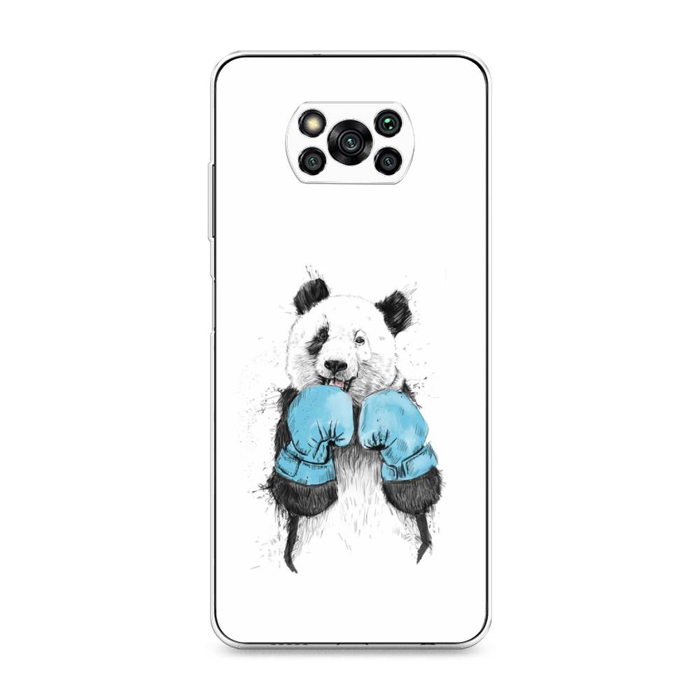 

Чехол на Xiaomi Poco X3 "Панда боксер", Голубой;белый;серый, 310650-1