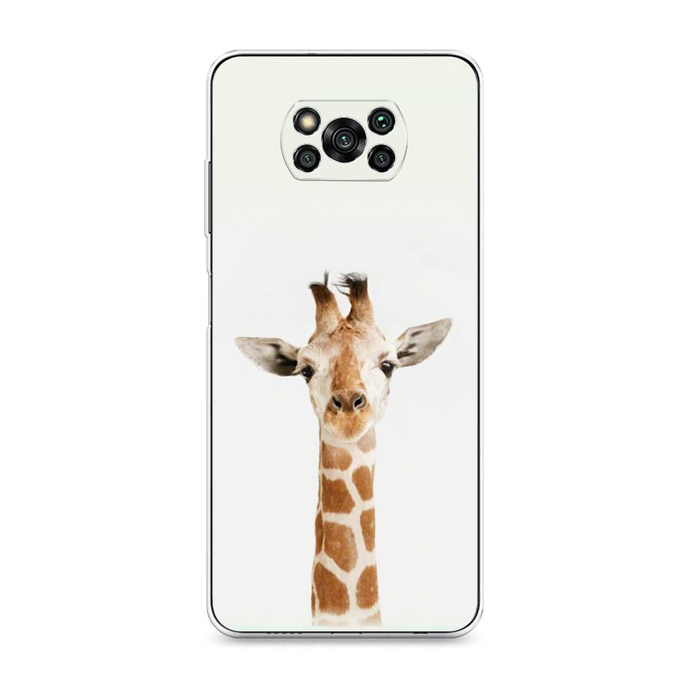 

Чехол на Xiaomi Poco X3 "Любопытный жираф", Бежевый;коричневый, 310650-1