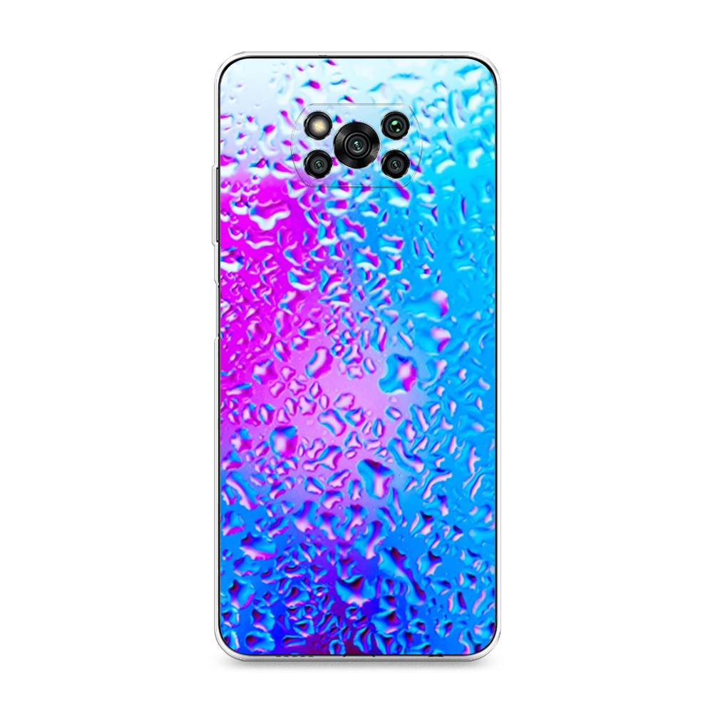 

Чехол на Xiaomi Poco X3 "Капли на стекле", Голубой;розовый, 310650-3