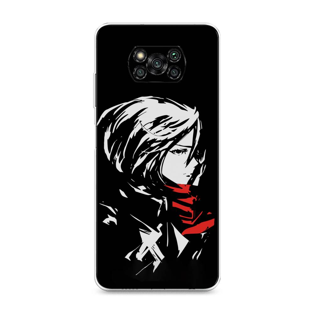 

Чехол на Xiaomi Poco X3 "Микаса минимализм", Черный;серый;красный, 310650-4