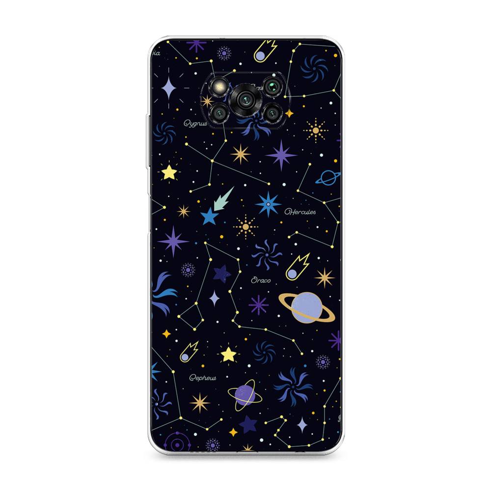 

Чехол на Xiaomi Poco X3 "Цветной космос", Желтый, 310650-2