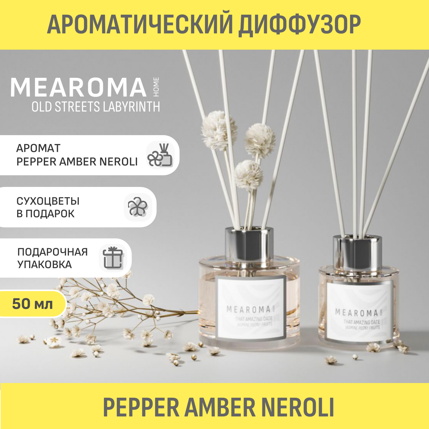 Ароматический диффузор MEAROMA HOME Black pepper and amber neroli Old streets labyrinth