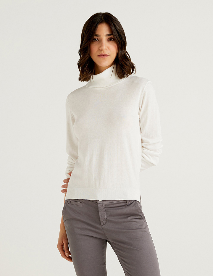 

Водолазка женская United Colors of Benetton 21A_102MD2521 белая M, 21A_102MD2521