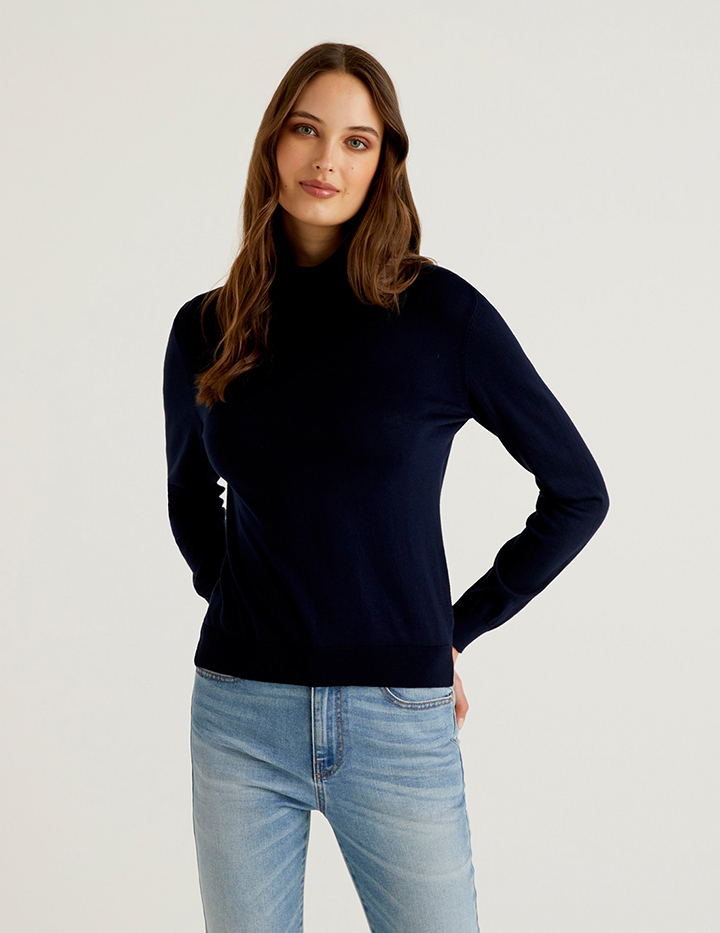 

Водолазка женская United Colors of Benetton 21A_102MD2521 синяя M, 21A_102MD2521