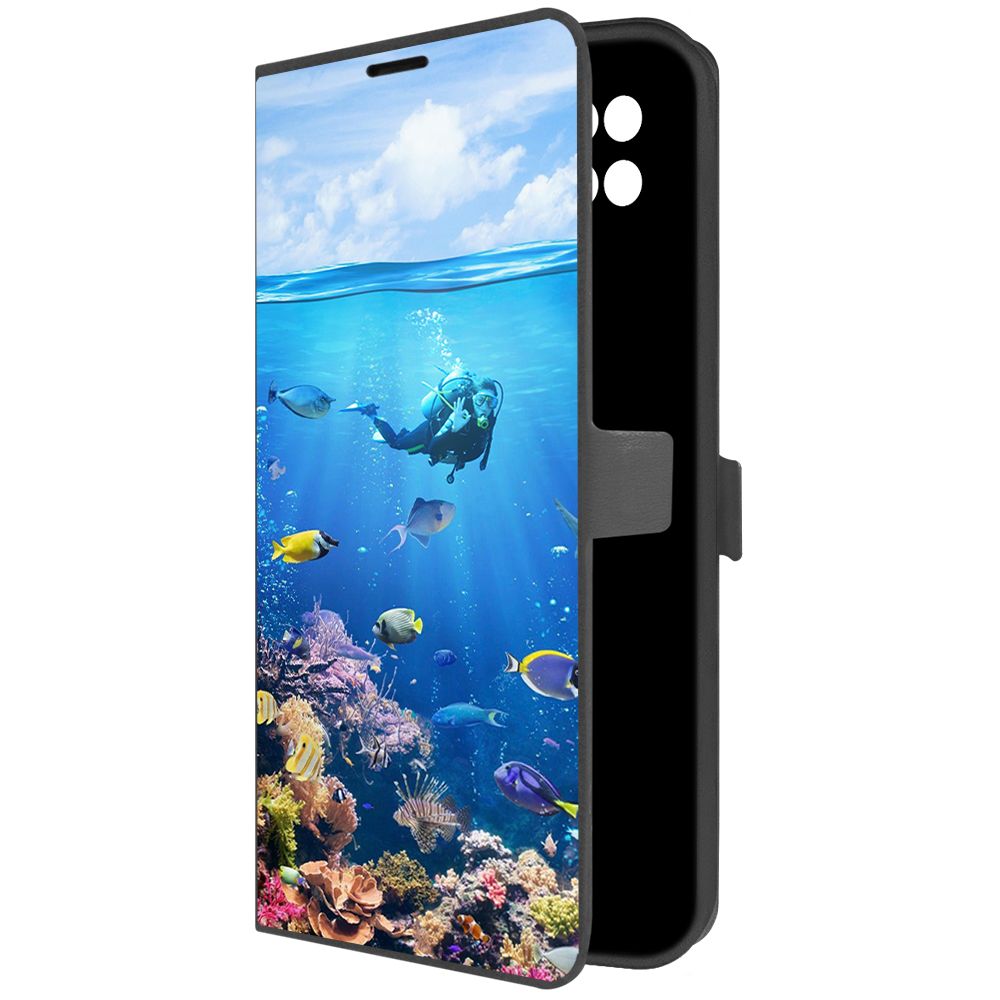 

Чехол-книжка Krutoff Eco Book для Xiaomi Poco C40 Австралия, Большой Барьерный Риф, Черный