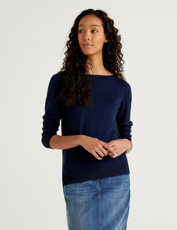 

Джемпер женский United Colors of Benetton 21A_102MD1O02 синий XL, 21A_102MD1O02