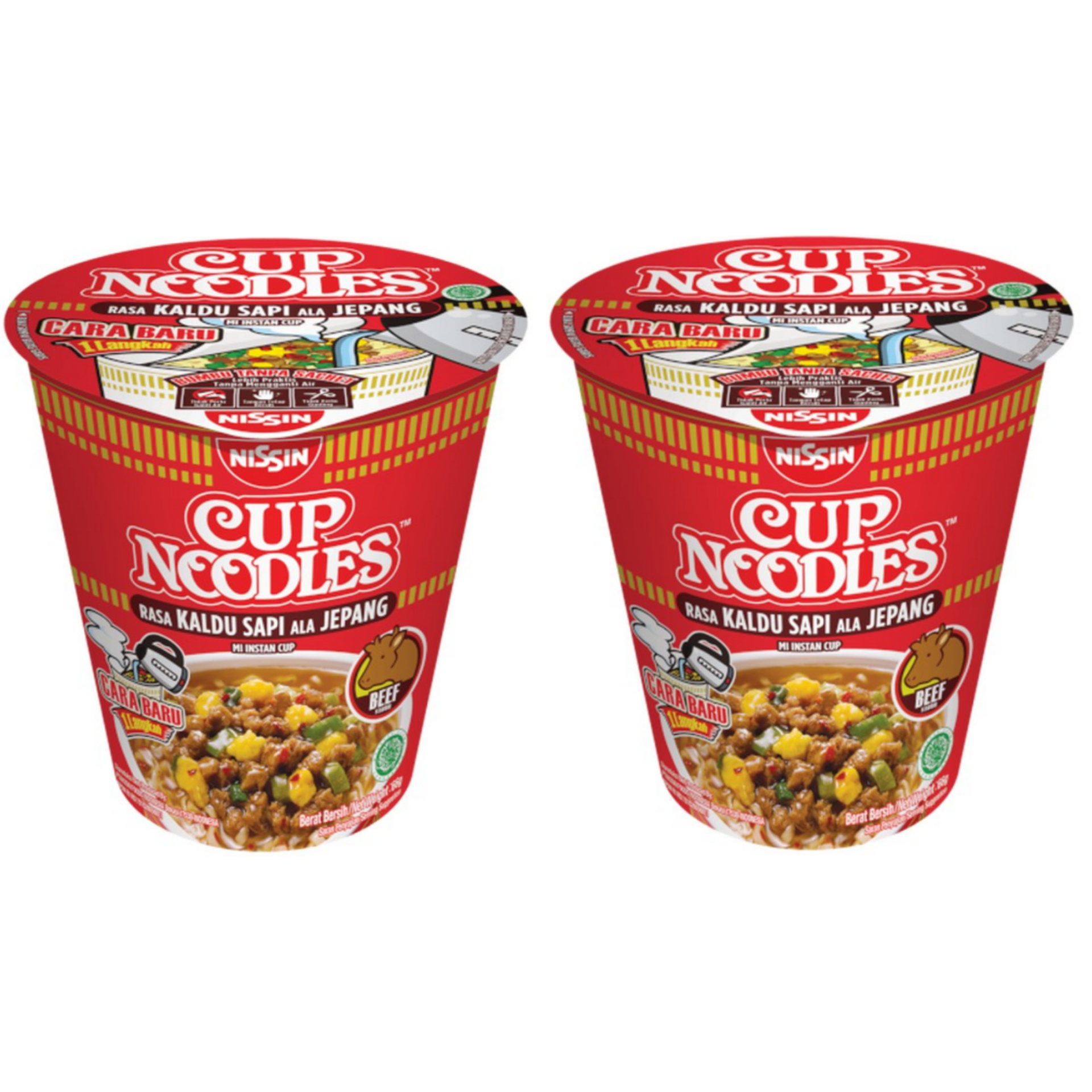 Лапша быстрого приготовления Nissin Cup Noodles со вкусом говядины, 2 шт по 66 г
