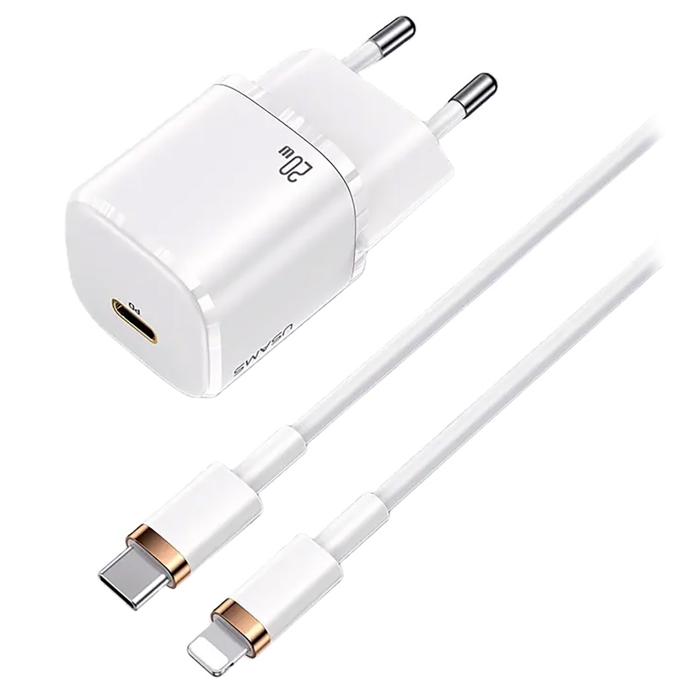 Сетевое зарядное устройство Usams XFK T36 lightning - usb type-c 3 А белый (XFKXLOGTL02)