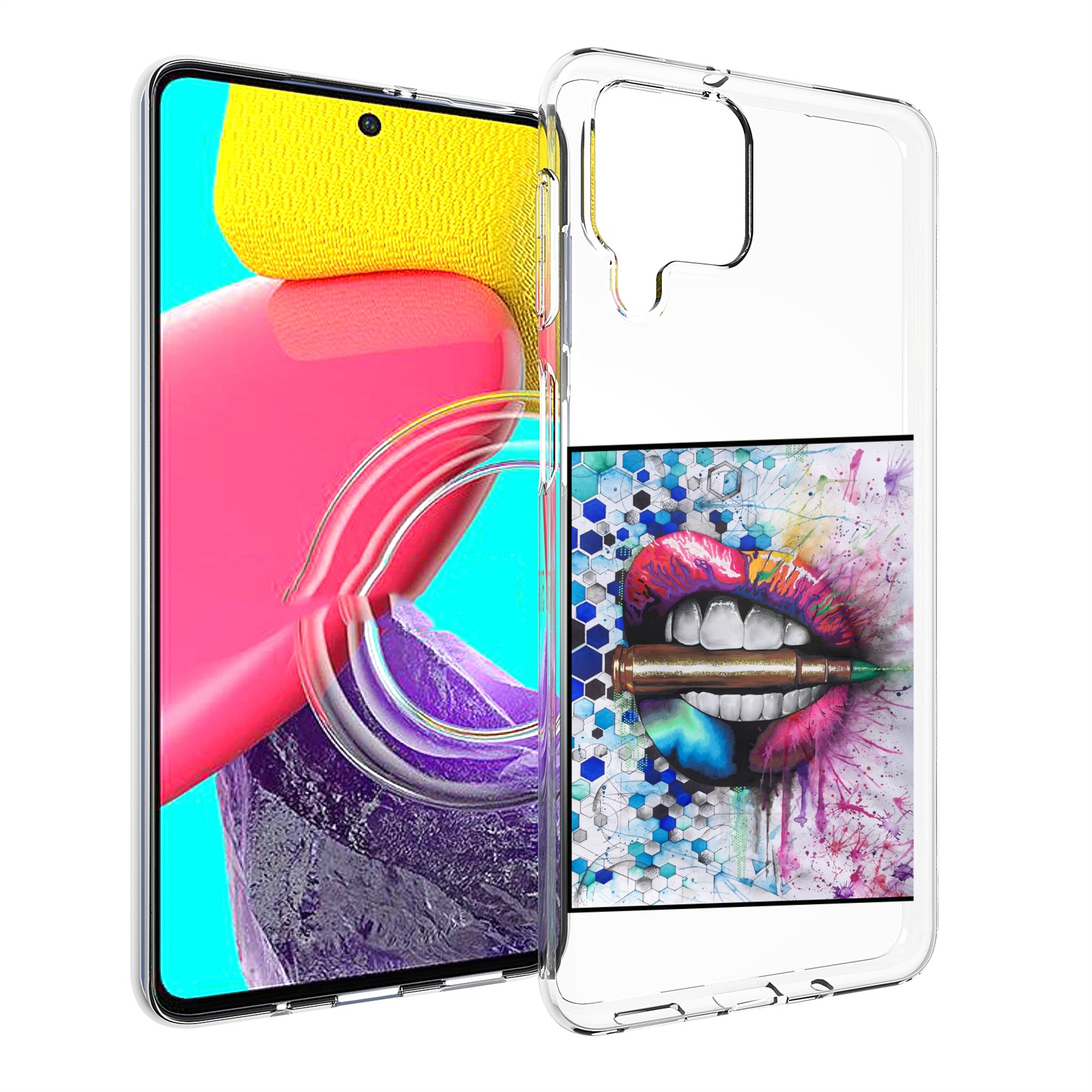 

Чехол MyPads разноцветные губы с пулей для Samsung Galaxy M53 (SM-M536), Прозрачный, Tocco
