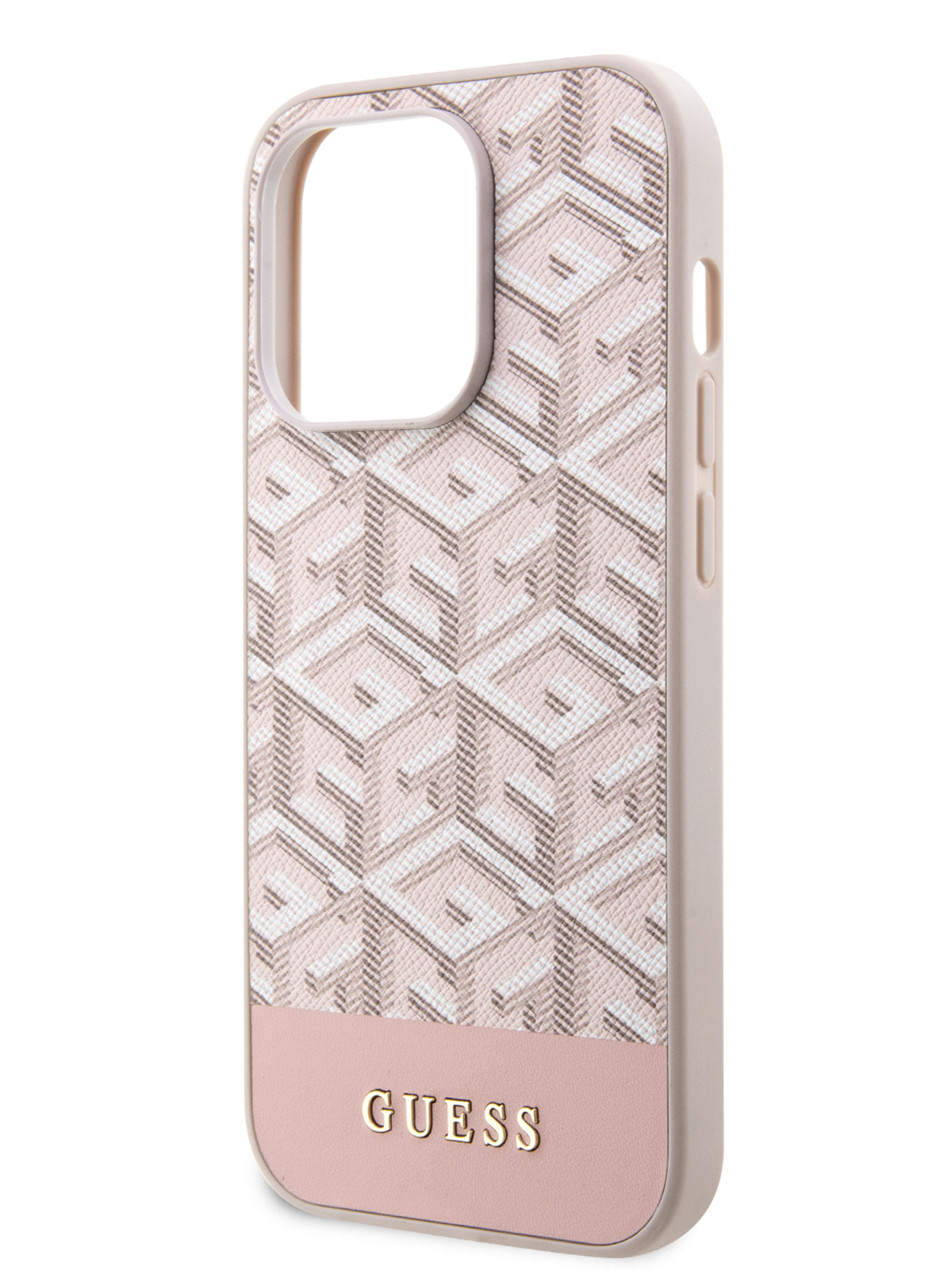 

Чехол Guess для iPhone 14 Pro с MagSafe Cube, Pink, Розовый, PU leather MagSafe