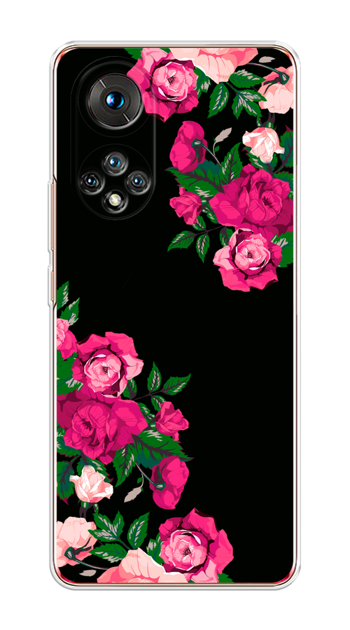 

Чехол на Huawei Honor 50/Nova 9 "Розы фуксия", Черный;розовый;зеленый, 6105450-1