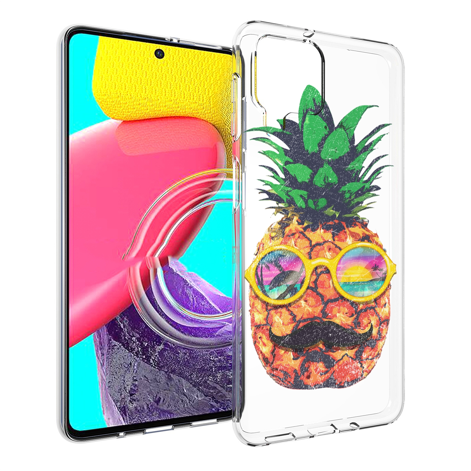 Чехол MyPads прикольный ананас с лицом для Samsung Galaxy M53 (SM-M536)