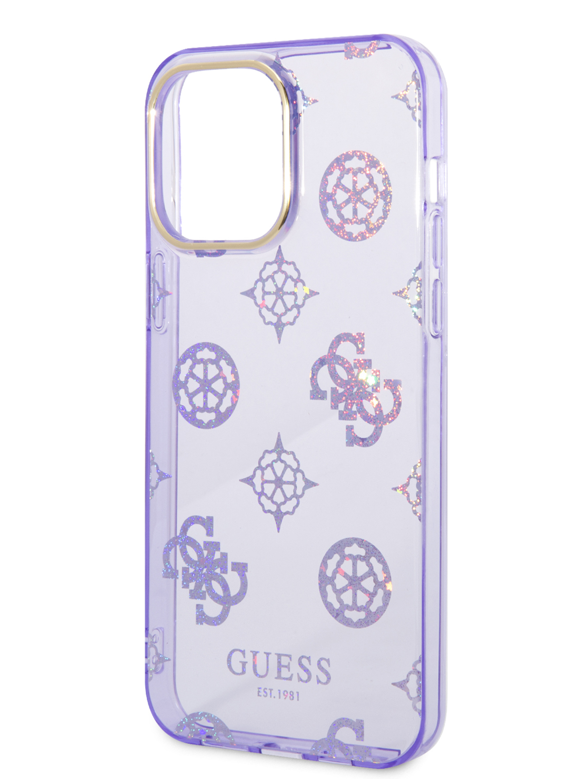 Чехол Guess для iPhone 14 Pro Max с блестками, сиреневый