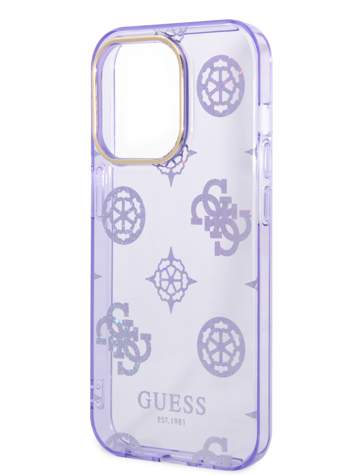 Чехол Guess для iPhone 14 Pro с блестками, лиловый