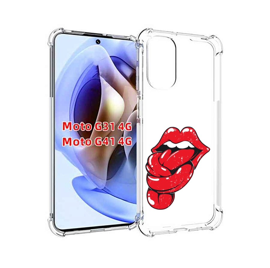 

Чехол MyPads яркие губы с языком для Motorola Moto G31 4G / G41 4G, Прозрачный, Tocco
