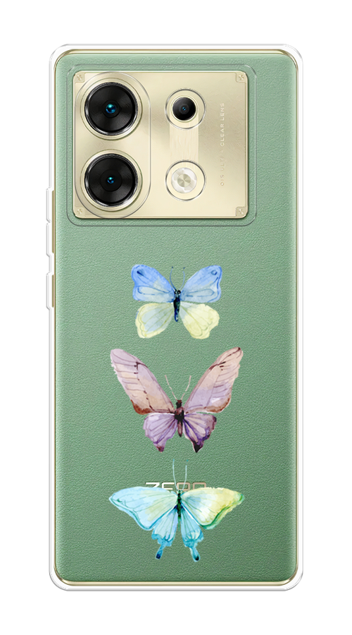 

Чехол на Infinix Zero 30 5G "Акварельные бабочки", Бирюзовый;розовый, 3104950-1