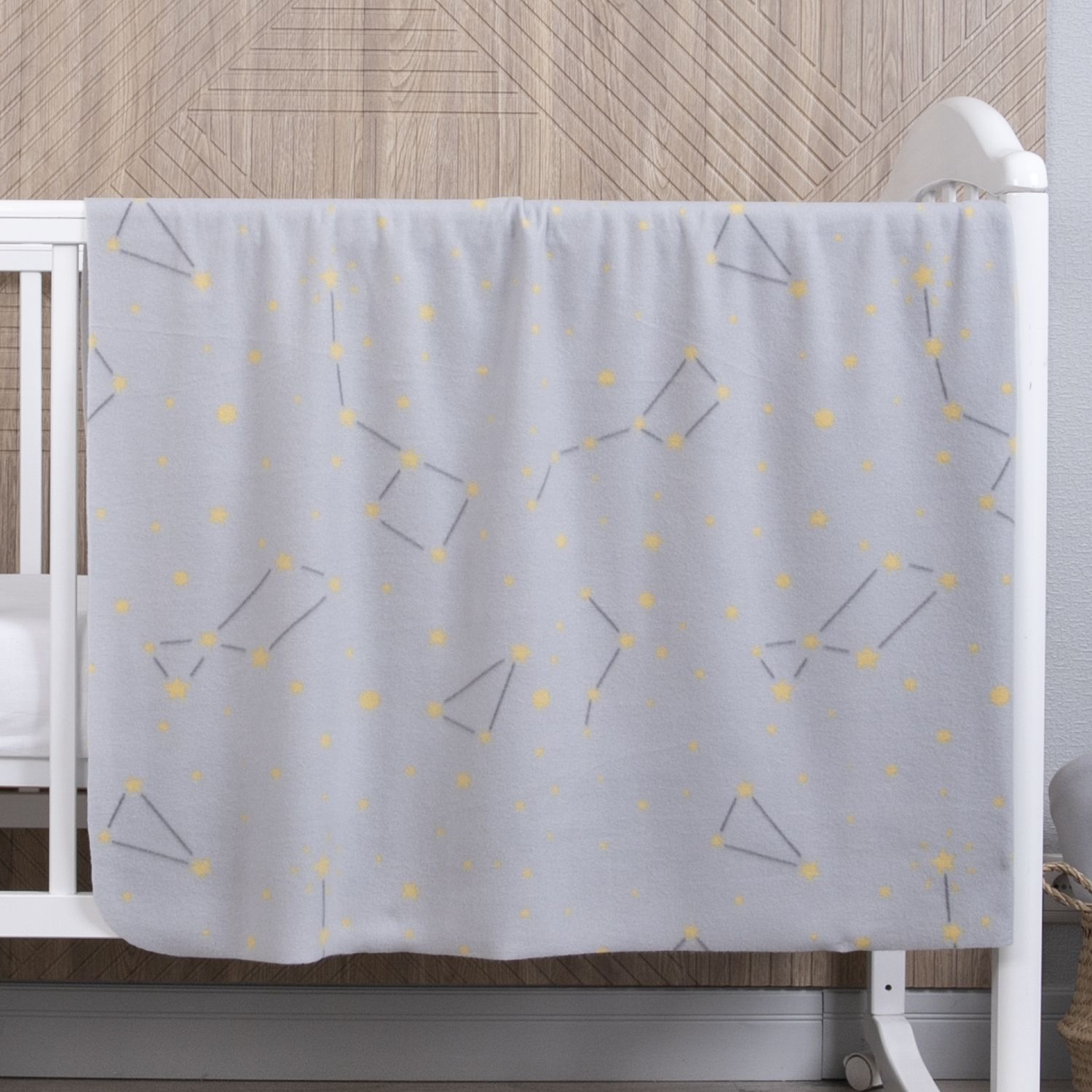 

Плед флисовый для новорожденных Baby Nice 100х118 см Созвездия серый GF251004/46