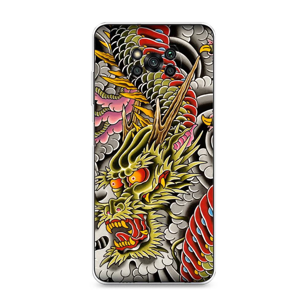

Чехол на Xiaomi Poco X3 "Японский дракон", Желтый;розовый;красный, 310650-4