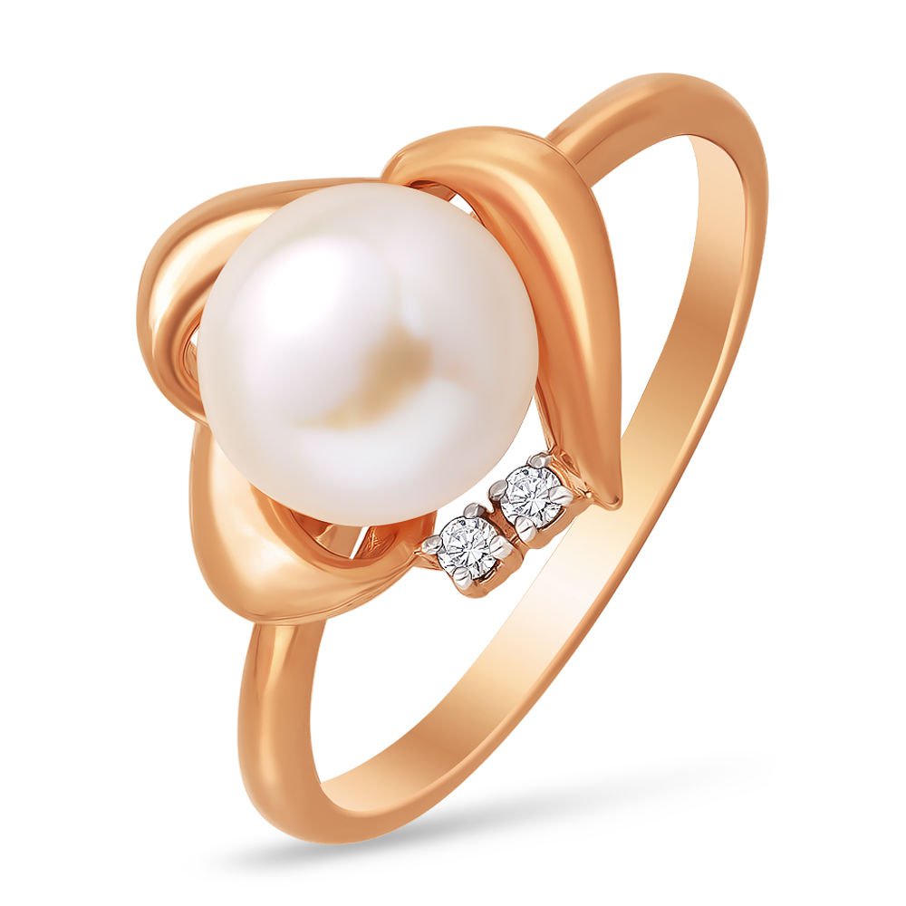 

Кольцо женское из красного золота с жемчугом 585Gold 201007761, р. 19, 201007761