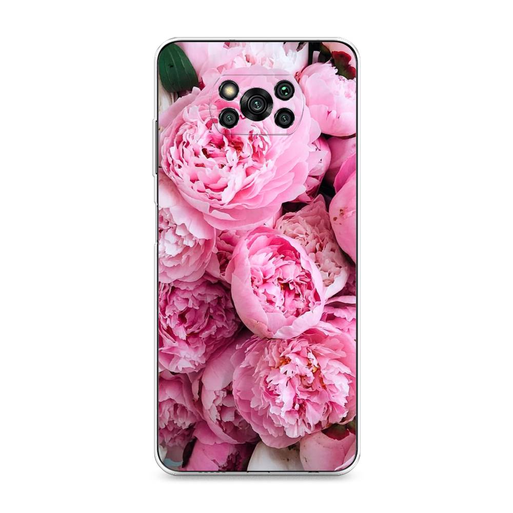 

Чехол на Xiaomi Poco X3 "Розовые пионы", Бежевый;розовый, 310650-2