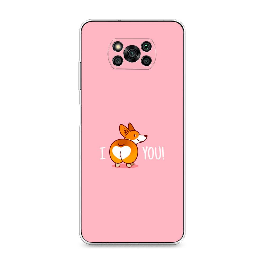 

Чехол на Xiaomi Poco X3 "Корги I love you", Розовый;коричневый;белый, 310650-1