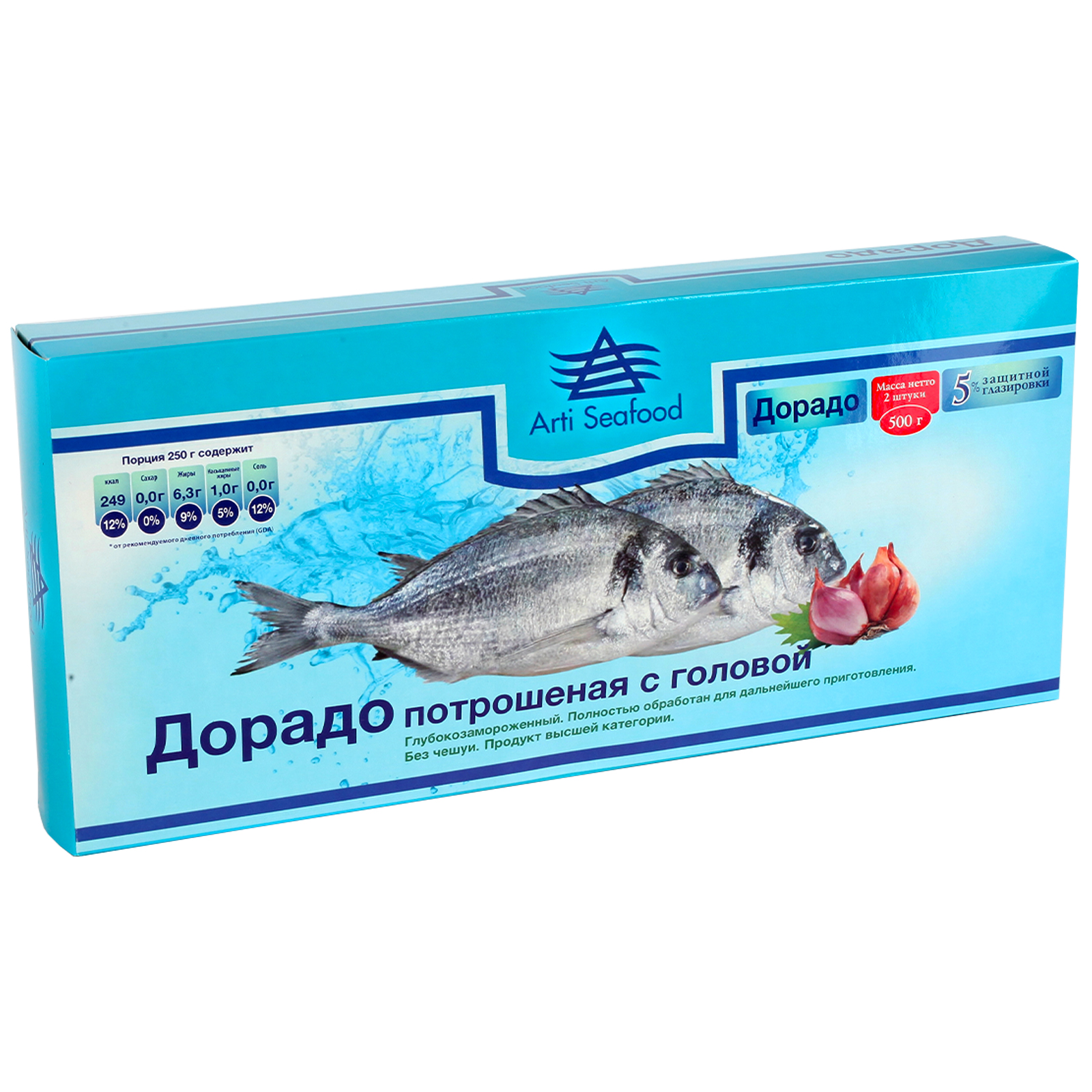 

Дорадо Arti Seafood потрошеный с головой 500 г