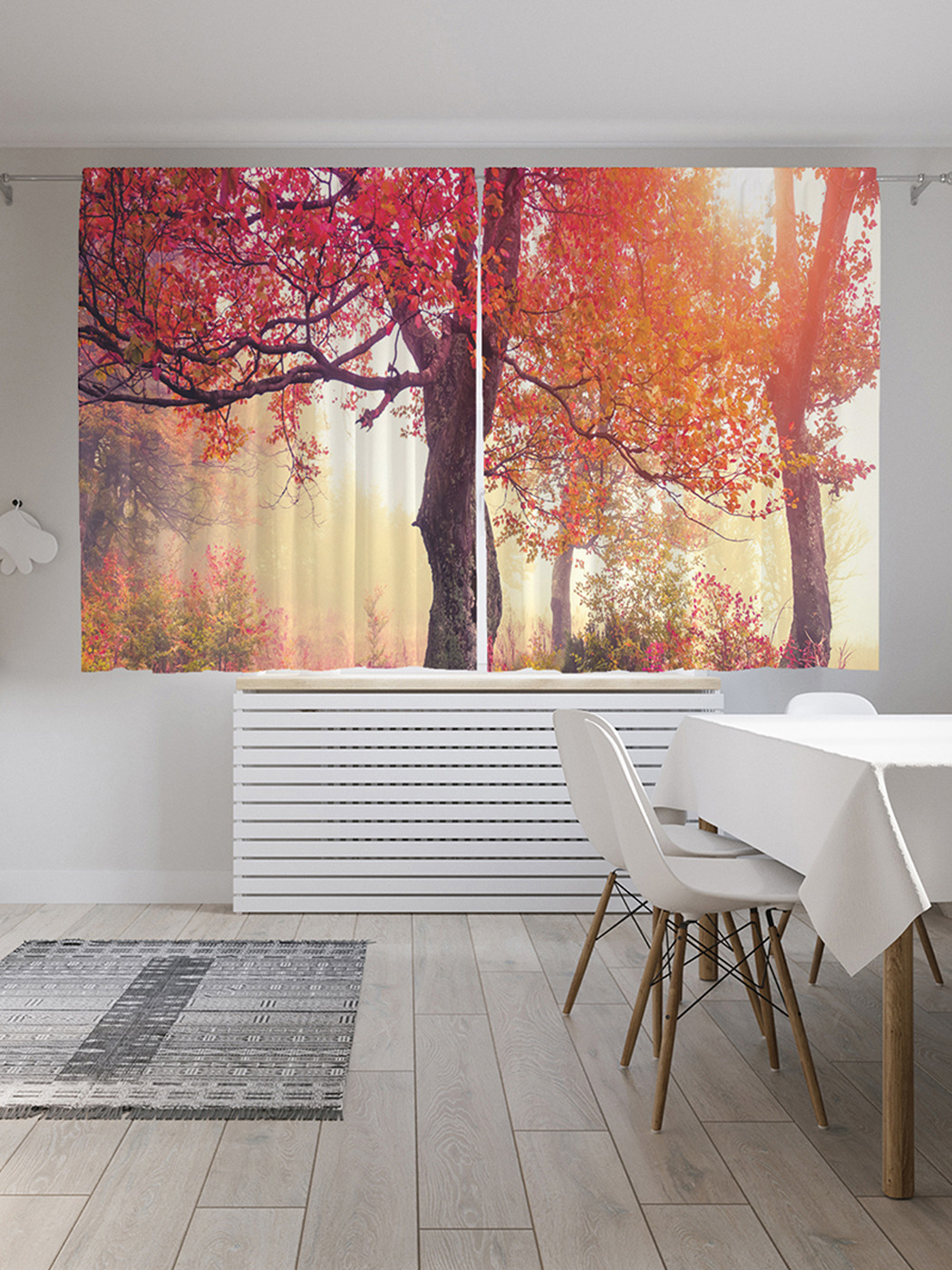 

Шторы с фотопечатью JoyArty "В гости к осени" из сатена, 290х180 см