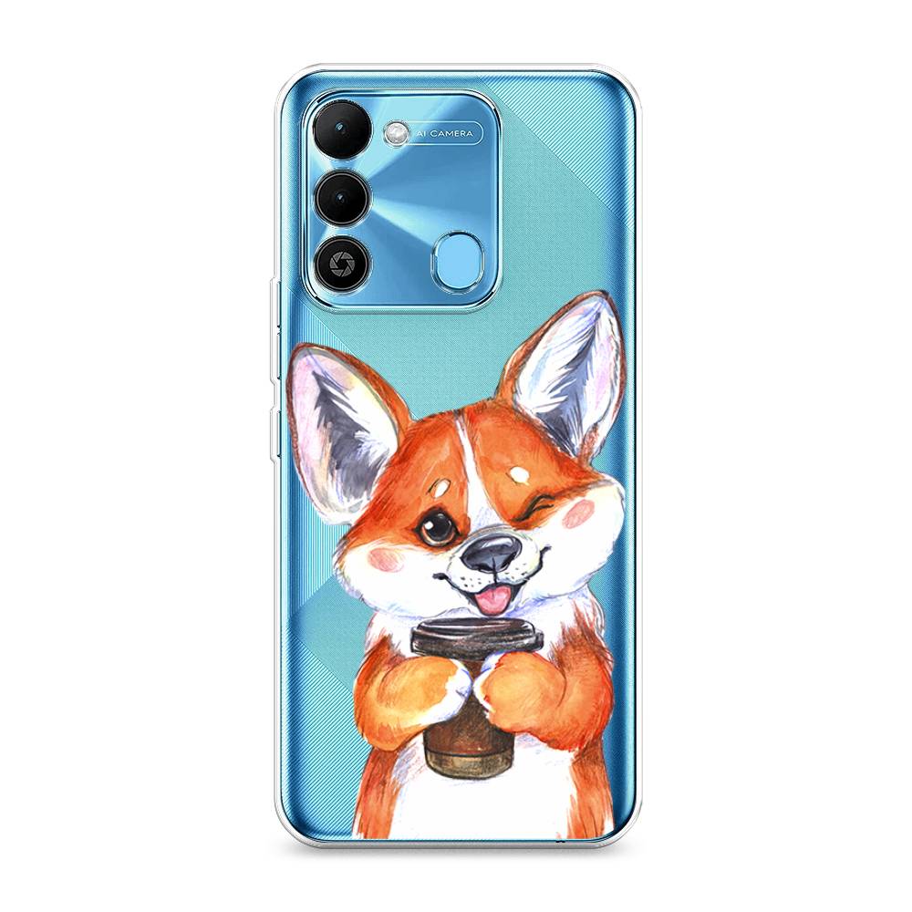 

Чехол на Tecno Spark Go 2022 "Корги с кофе", Оранжевый;белый, 302850-4