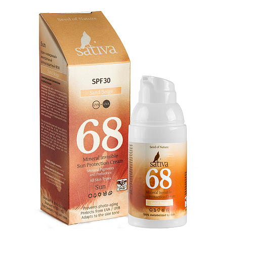 Крем Sativa Sand Beige солнцезащитный с тонирующим эффектом №68 SPF 30 30 мл