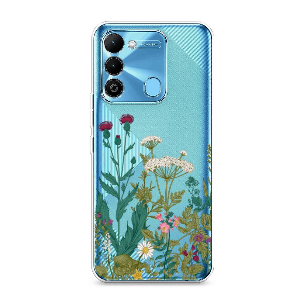 

Чехол на Tecno Spark Go 2022 "Дикие полевые цветы", Зеленый;розовый;белый, 302850-2