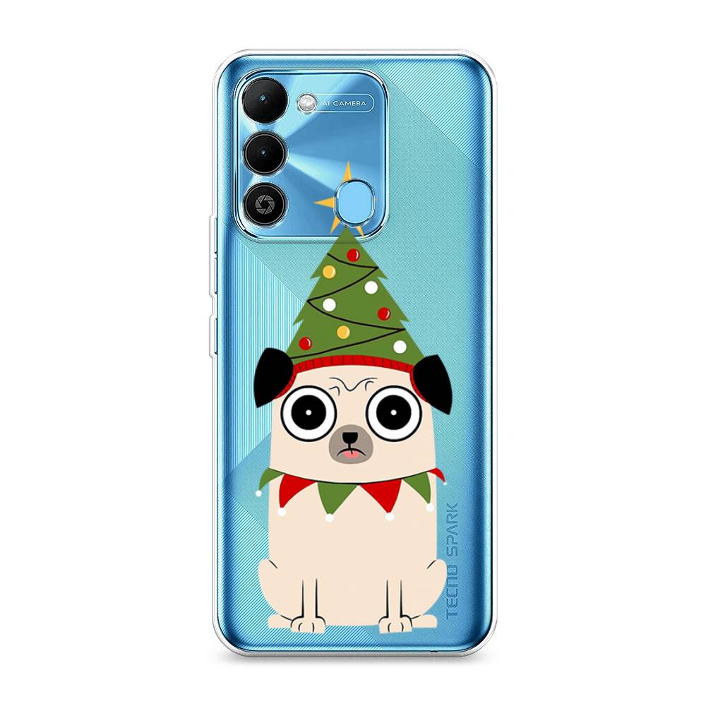 

Чехол на Tecno Spark Go 2022 "Собачка с ёлочкой", Бежевый;красный;зеленый, 302850-1