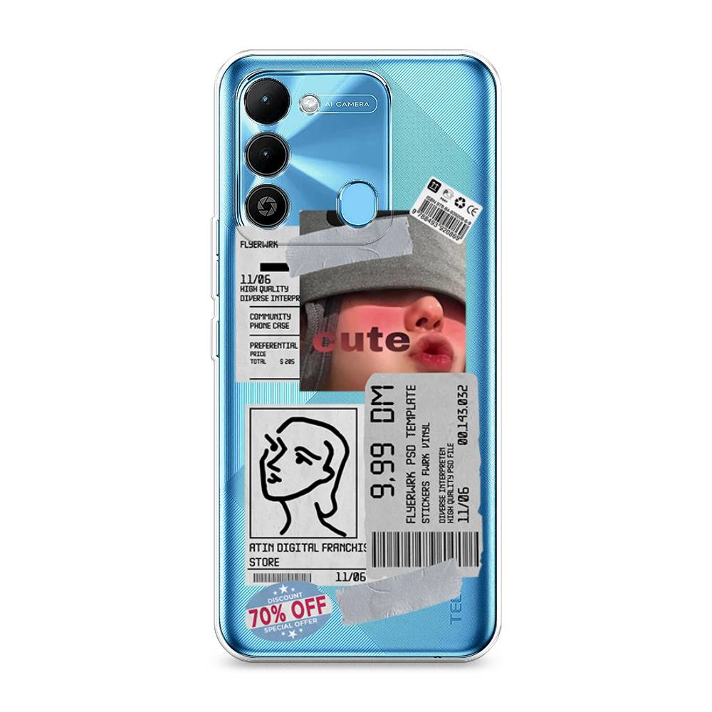 

Чехол на Tecno Spark Go 2022 "Cute girl collage", Розовый;серый;голубой, 302850-6