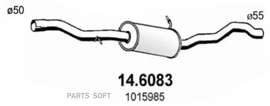 

Резонатор глушителя VW Sharan 95>10 Seat Alhambra 96>10 Ford Galaxy I 95>06 ASSO 146083