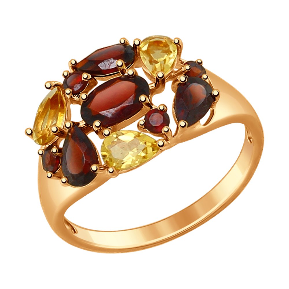 

Кольцо из серебра р.  Golden Eagle 92011385 , гранат\цитрин, 92011385 17